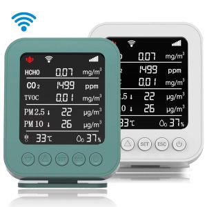 Smart Tuya WiFi Air Quality Monitor Detects CO2/PM2.5/HCHO/TVOC Temperature