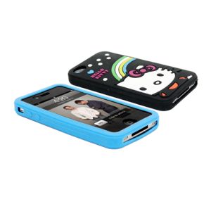 Black Hello Kitty Silicone Iphone Protective Case For IPhone 4 With Simple