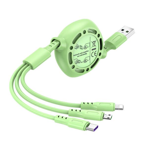 Fast Charging Cable USB Type C 5A Data Charge Liquid silicone Cord Extractable