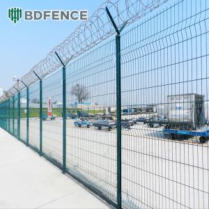 Galvanized 3D Welded Wire Mesh Fence Panel With Barbed Wire Anti Climb Security
