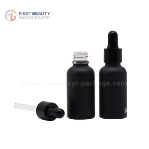 Empty Essential Oil Dropper Glass Bottles Matte Black 5ml - 100ml