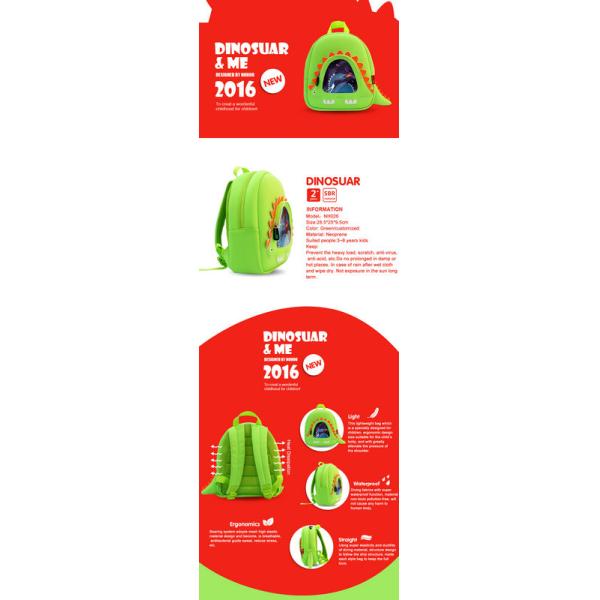 Green Kids Toddler Backpack Dinosaur Backpacks For Kids 2 - 8 Years Old