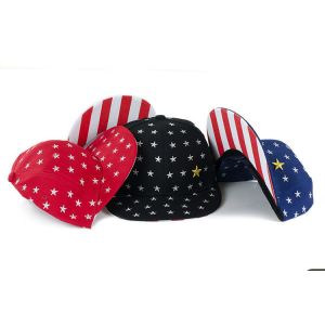 Flat Visor Snapback Baseball Caps With USA Stars Strips Patterns Adjustable Sizes