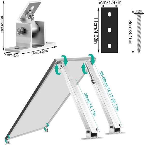 Adjustable Solar Panel Tilt Mount 25-Year Duration Natural or Black for Roof