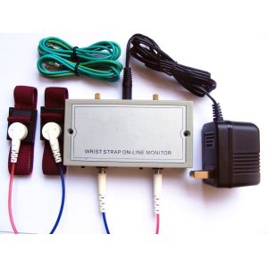 110V / 220V ESD Wrist Strap On Line Monitor Dual Straps Supported Power Adaptor