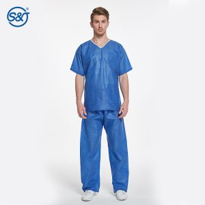 S&J Disposable scrub suit uniform non woven material scrub suit Medical Uniform