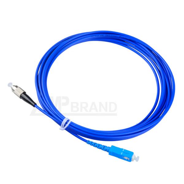 PVC Armored Fiber Optic Jumper SC-FC Singlemode G657A1 9/125 Simplex Blue Cable