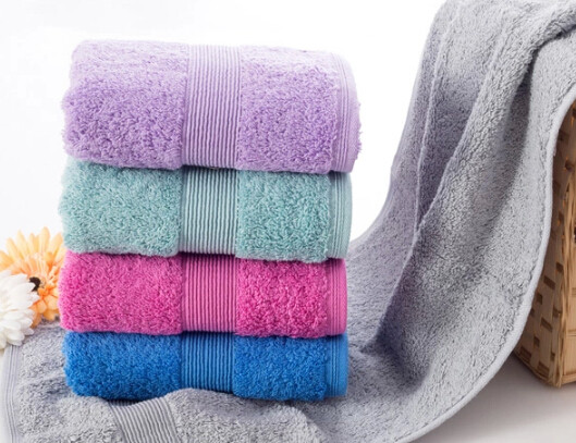 100% cotton plain color terry dobby border bath towel banded bath towel, cotton