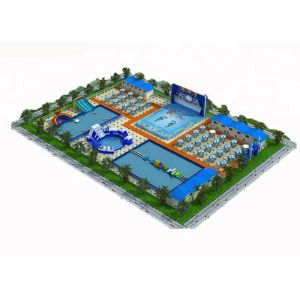 Big Inflatable Water Park For Adults / Blow Up Water Slide With Pool