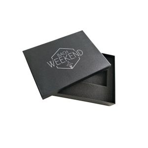 Matte Black Decorative Cosmetic Lid And Base Boxes With A Sponge Tray Inside