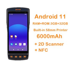 Portable Android PDA with 4G NFC Reader Handheld Thermal Printer and Barcode