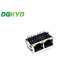 1X2 8P10C TAB Down RJ45 Ethernet Connector With LED