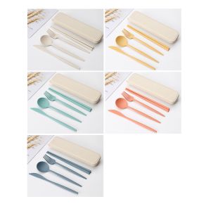 21*5.5cm OCPO Kitchen Flatware Sets Fork Spoon Knife Chopsticks Set With Case