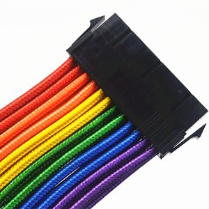 Bradided Sleeved Cable Extension PSU Power Supply Extension Cable Rainbow 24pin