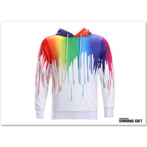 China Graffiti Painting Drops Printed Long Sleeve Pockets Slim Pullover Hoodie Sweatshirt on sale