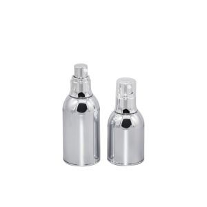 Full Electroplating Cosmetic Airless Pump Bottle 30ml 50ml 100ml Silver Acrylic