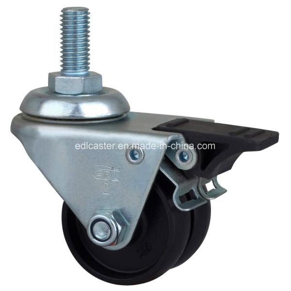 50mm Diameter 2mm Thickness Threaded Brake PA Machine Caster for Industrial