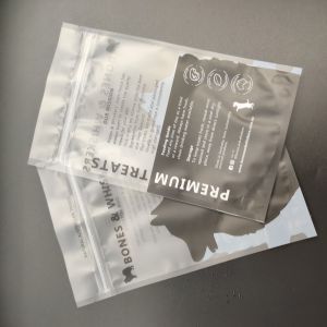 China Stand Up Pet Food Packaging Bag Pouch Flat Bottom Rotogravure Printed With Zippers on sale