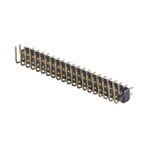 Gold Plated Machined Pin Header 2.54mm SMT SMD Dual Row Right Angle PCB
