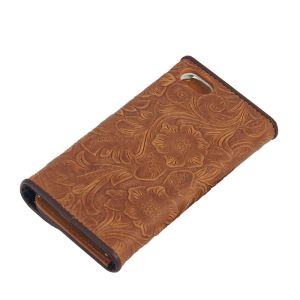Vomani NEW Card slot Brown Carving patterns with bow real cow leather case cover