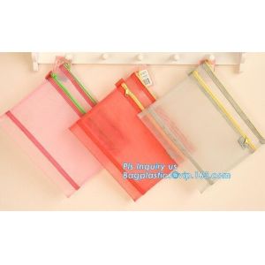 Wholesale PVC interlayer zipper document mesh bag, Mesh Zipper Bag For Office &amp; School File Document A4, Zipper mesh document bag from china suppliers