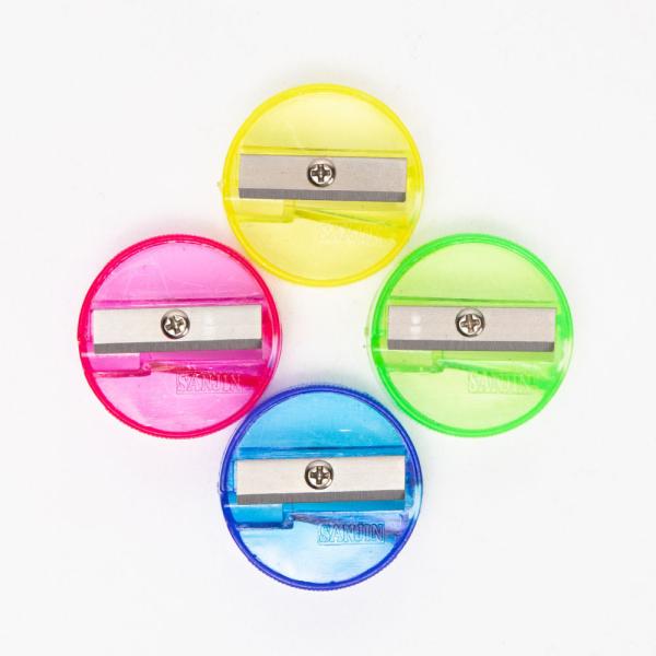 Mini School Kids Round Handheld Pencil Sharpener With Cover