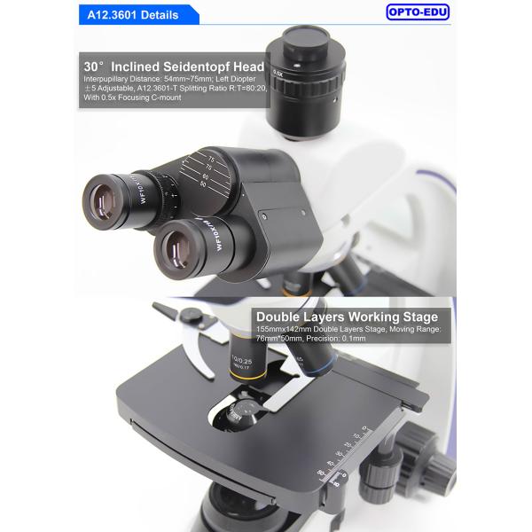 OPTO EDU A12.3601 Trinocular Biological Binocular Microscope Laboratory