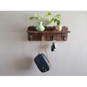 Entryway Hanging Wood Coat Rack Wall Mounted Coat Rack Shelf With 4 Double Hooks