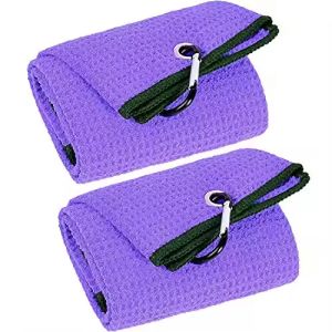 Handy Picks Microfiber Waffle Golf Towel With Carabiner Clip, Waffle Pattern Hook and Loop Fastener the Convenient Golf Cleaning Towel