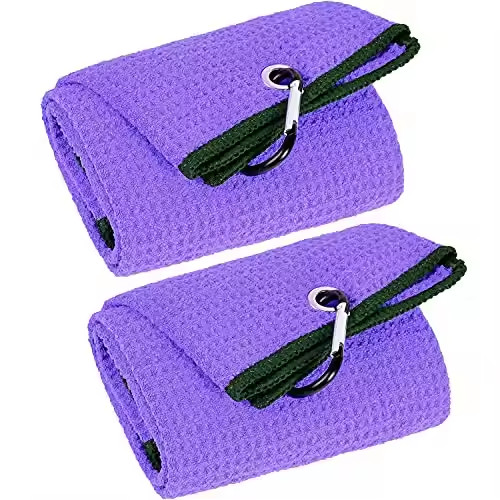 Quality Handy Picks Microfiber Waffle Golf Towel With Carabiner Clip, Waffle Pattern Hook and Loop Fastener the Convenient Golf Cleaning Towel for sale