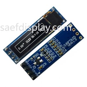 0.69 Inch OLED Display Module - 96x16 I2C, SSD1306 IC, White, Arduino Compatible