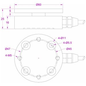 Flange type load cell for tension compression force measurement