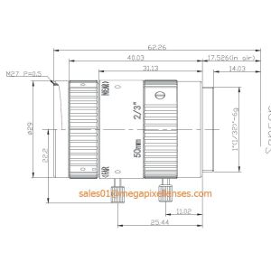 2/3 50mm F2.8 5MP Manual IRIS C Mount Industrial FA Lens for 2/3, 1/1.8, 1/2, 1/2.9