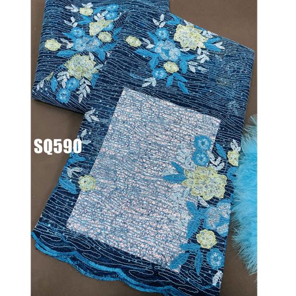 Hot sale Fancy Design New Double net Lace Fabric Sequin Tulle Glitter Sequin