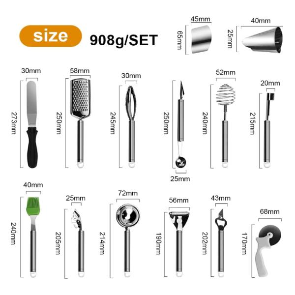Robust Stainless Steel Kitchen Utensil Sets , 18pcs Rustproof Kitchen Tool Kit