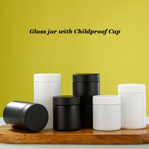 Logo/Graphic Design Borosilicate Glass Round Storage Jars with Childproof Cap in