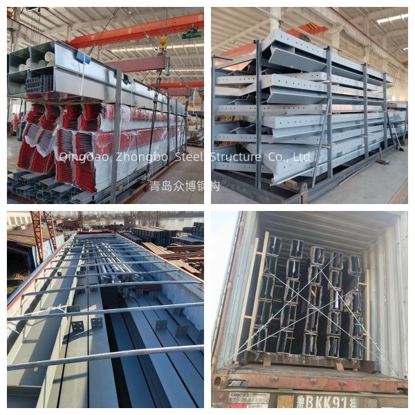 Packaged steel structure components ready for shipping with secure wrapping