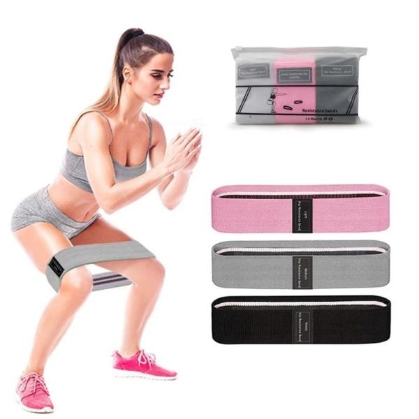 Quality 8CM Width Fitness Rubber Expander Elastic Polyester 3 In 1 Resistance Exercise Band Set For Home Workout for sale