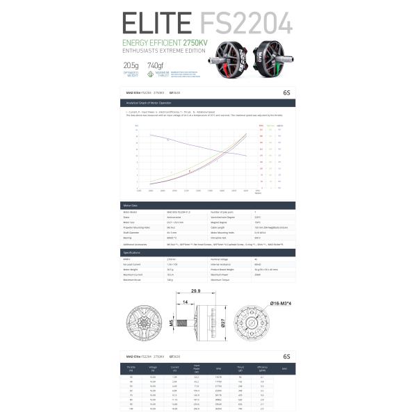 FPV Elite FS2204 Brushless DC Motorfor 4mm Shaft Diameter