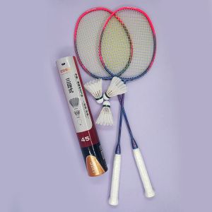 Graphite Badminton Racket Set D7 With 1 Dozen Hybrid Shuttlecock