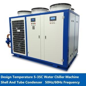 Design Temperature 5-35C Water Chiller Machine with Shell And Tube Condenser and 50Hz/60Hz Frequency