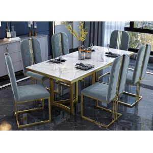 Fashionable Tabletop Slate Dining Table Stainless Steel Frame