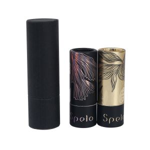 Black Hot Stamping Mini Paper Lipstick Tubes Customized Matte Golden Logo
