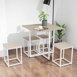 Natural Wood 5 Piece Bar Table And Stools L31.5in H30in Table size