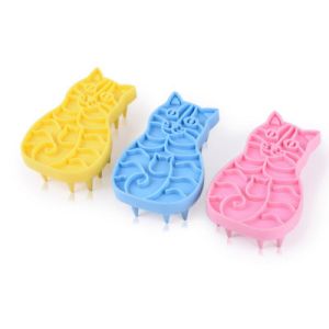 Wholesale High Quality Rubber Pet Brush In The Shape Of Cat Silicone Pet Brush Professional Pet Grooming from china suppliers
