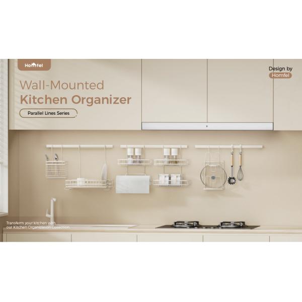 Spice Rack Hanging Kitchen Storage Rack In White Wall Mounted Type For Organized And Tidy Kitchen