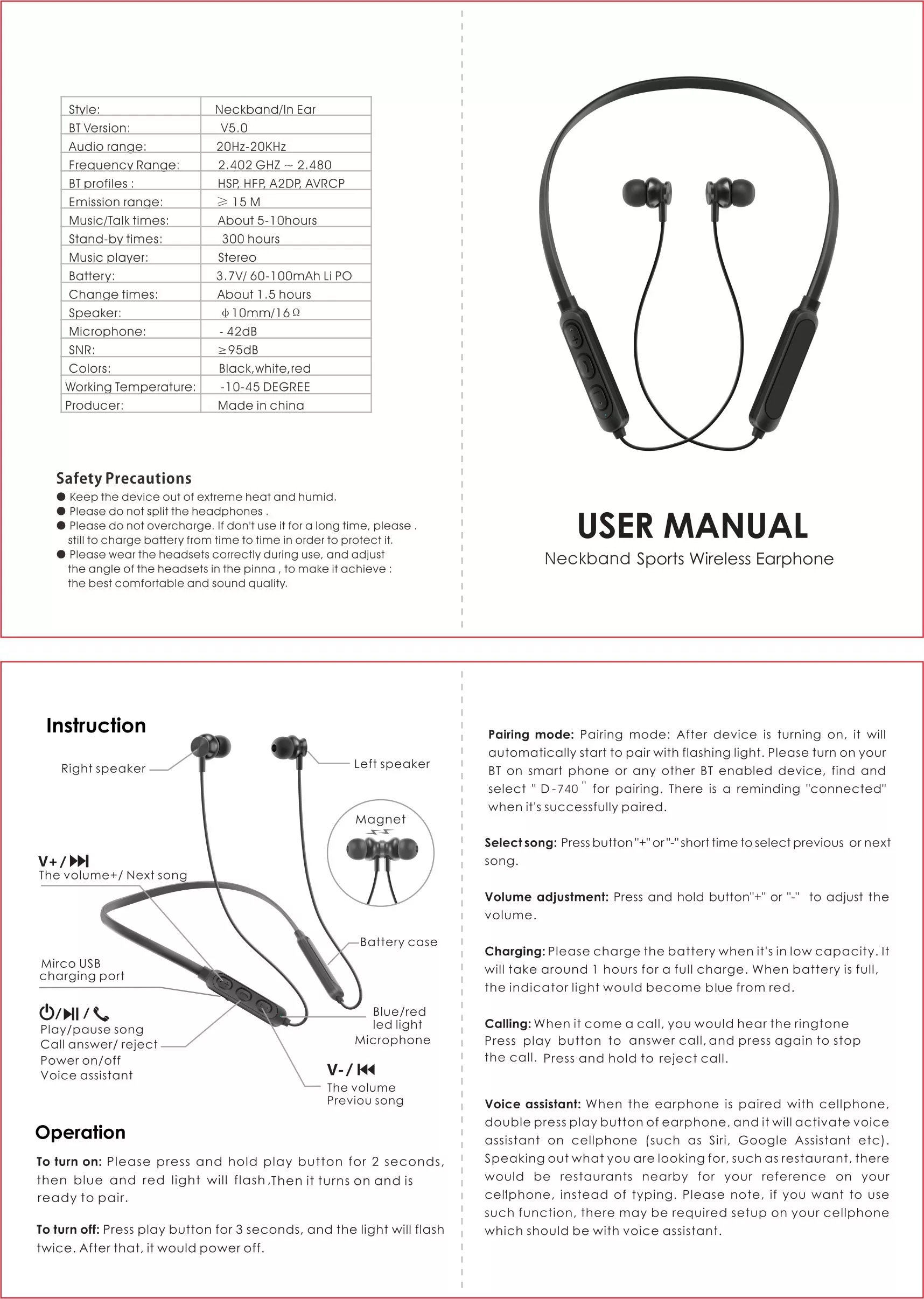 Neckband Active Noise Cancelling Bluetooth Earbuds