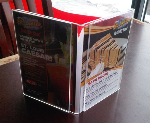 Customized Tabletop 2 sides acrylic menu display holder
