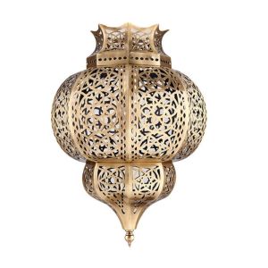 Middle Hollow Carving Gold Lantern Chandelier With Switch Control