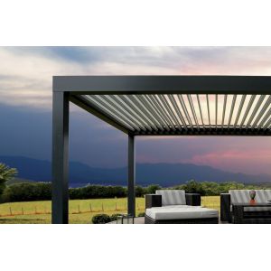 Waterproof PVC Retractable Patio Awning With Led Lights Gazebo